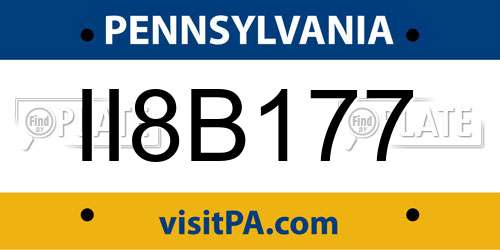 II8B177 Pennsylvania License Plate