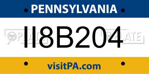 II8B204 Pennsylvania License Plate