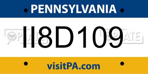 II8D109 Pennsylvania License Plate
