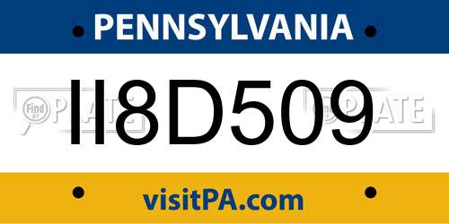 II8D509 Pennsylvania License Plate