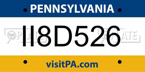 II8D526 Pennsylvania License Plate