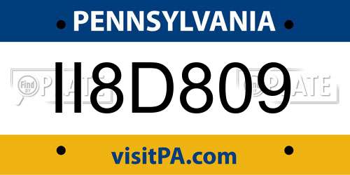 II8D809 Pennsylvania License Plate