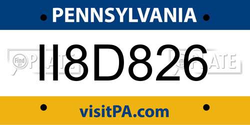 II8D826 Pennsylvania License Plate