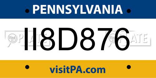 II8D876 Pennsylvania License Plate