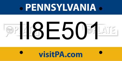 II8E501 Pennsylvania License Plate