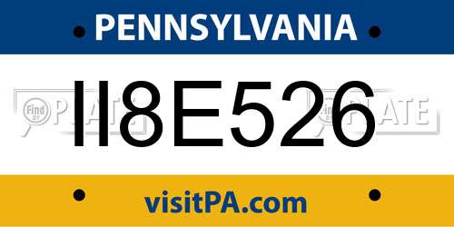 II8E526 Pennsylvania License Plate
