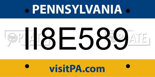 II8E589 Pennsylvania License Plate
