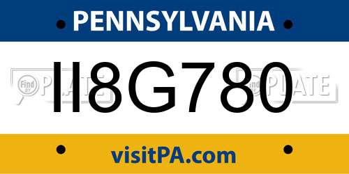 II8G780 Pennsylvania License Plate