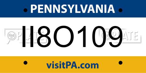 II8O109 Pennsylvania License Plate
