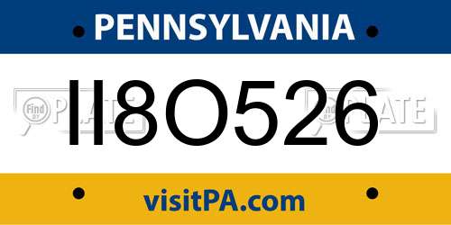 II8O526 Pennsylvania License Plate