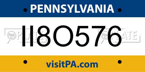 II8O576 Pennsylvania License Plate