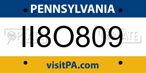 II8O809 Pennsylvania License Plate