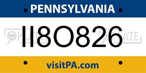 II8O826 Pennsylvania License Plate