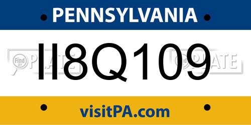 II8Q109 Pennsylvania License Plate