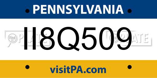 II8Q509 Pennsylvania License Plate