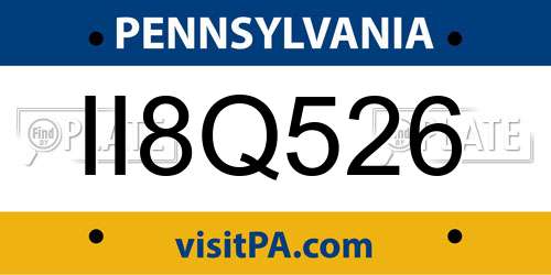 II8Q526 Pennsylvania License Plate