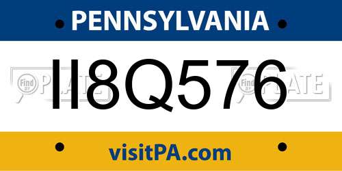 II8Q576 Pennsylvania License Plate