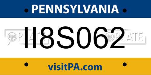 II8S062 Pennsylvania License Plate