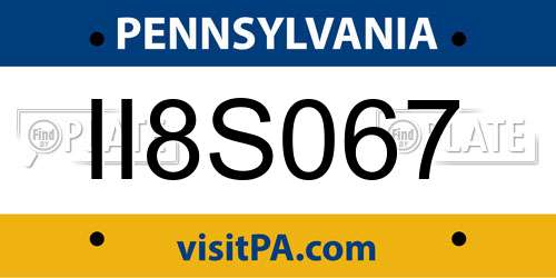 II8S067 Pennsylvania License Plate