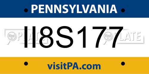 II8S177 Pennsylvania License Plate