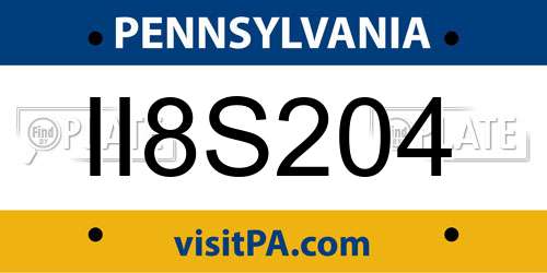 II8S204 Pennsylvania License Plate