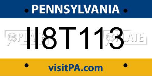 II8T113 Pennsylvania License Plate