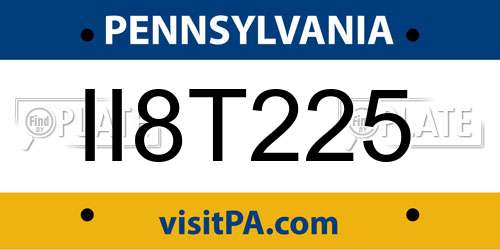 II8T225 Pennsylvania License Plate