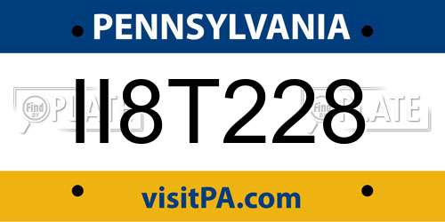 II8T228 Pennsylvania License Plate