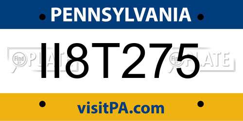 II8T275 Pennsylvania License Plate