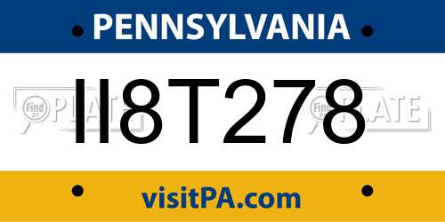 II8T278 Pennsylvania License Plate