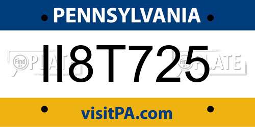 II8T725 Pennsylvania License Plate
