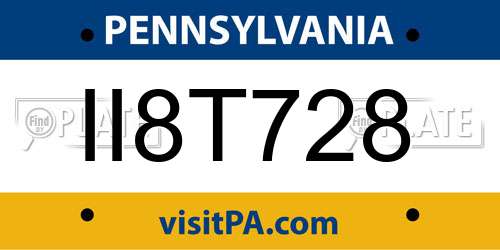II8T728 Pennsylvania License Plate