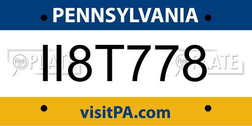 II8T778 Pennsylvania License Plate