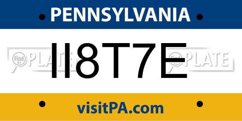 II8T7E Pennsylvania License Plate