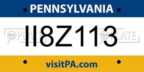 II8Z113 Pennsylvania License Plate