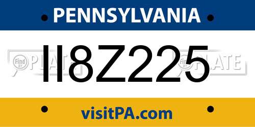 II8Z225 Pennsylvania License Plate