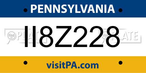II8Z228 Pennsylvania License Plate