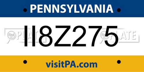 II8Z275 Pennsylvania License Plate