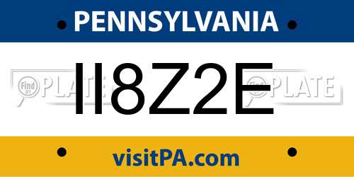 II8Z2E Pennsylvania License Plate