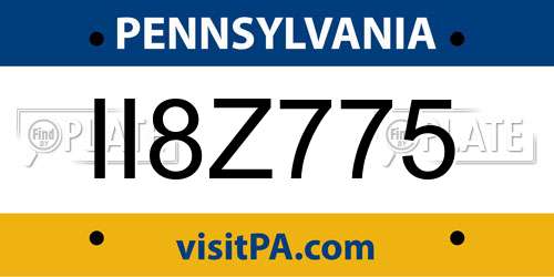 II8Z775 Pennsylvania License Plate
