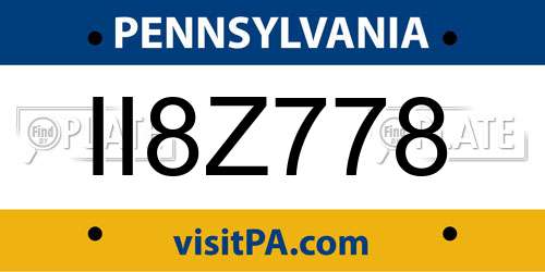 II8Z778 Pennsylvania License Plate