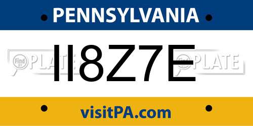 II8Z7E Pennsylvania License Plate