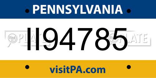 II94785 Pennsylvania License Plate
