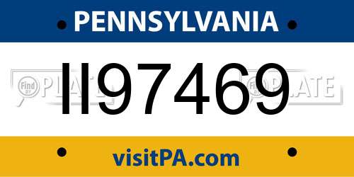 II97469 Pennsylvania License Plate