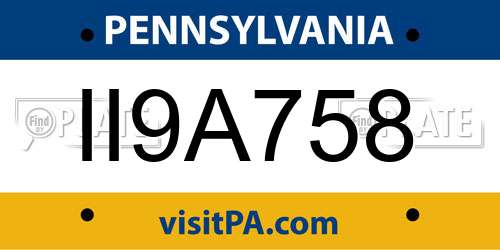 II9A758 Pennsylvania License Plate