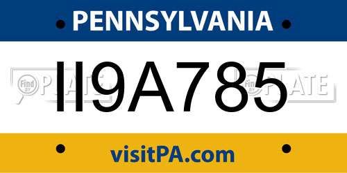 II9A785 Pennsylvania License Plate