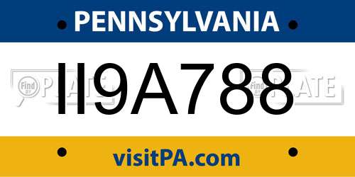 II9A788 Pennsylvania License Plate