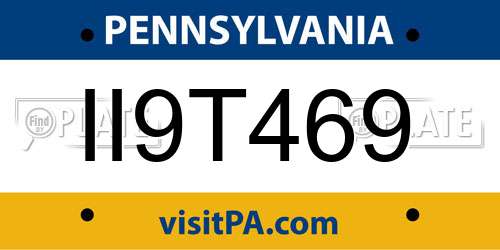II9T469 Pennsylvania License Plate
