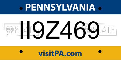 II9Z469 Pennsylvania License Plate