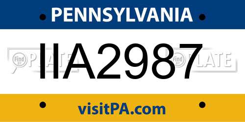 IIA2987 Pennsylvania License Plate